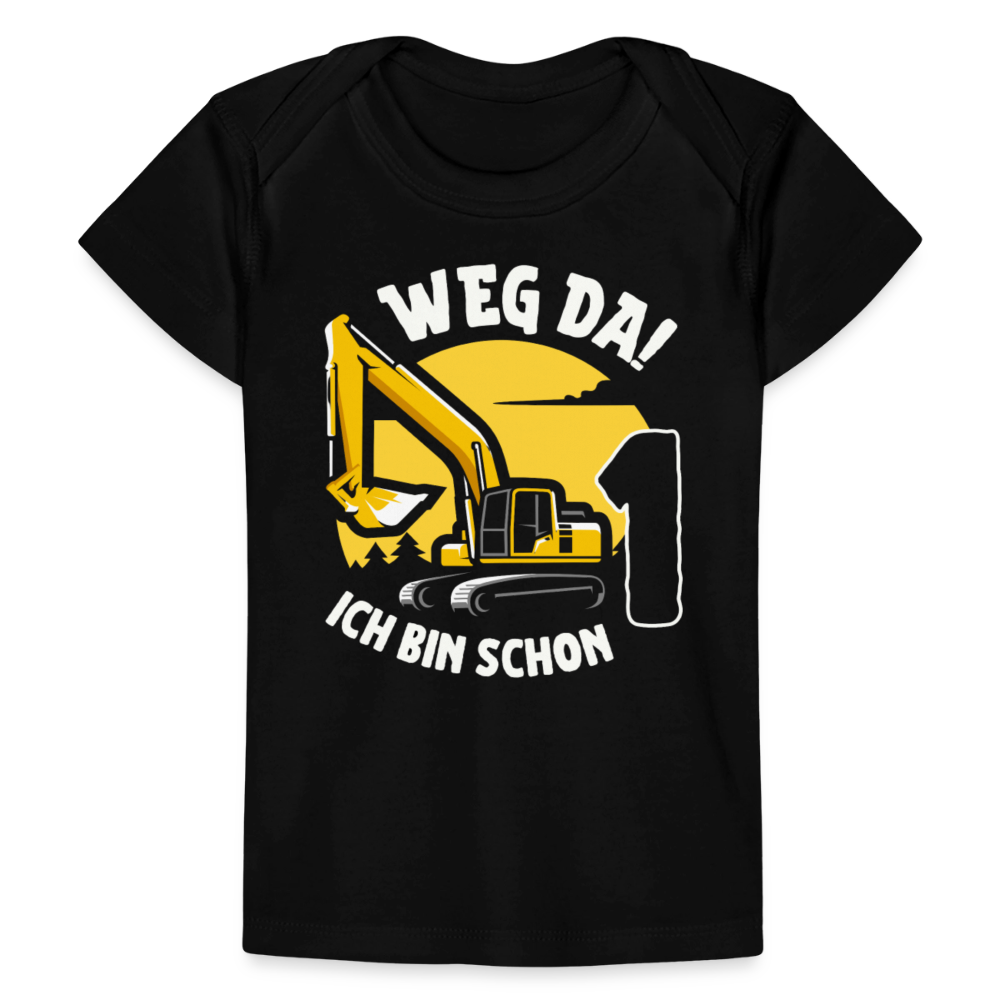 Baby Bio-T-Shirt "Weg da! Ich bin schon 1" (Bagger) - Schwarz