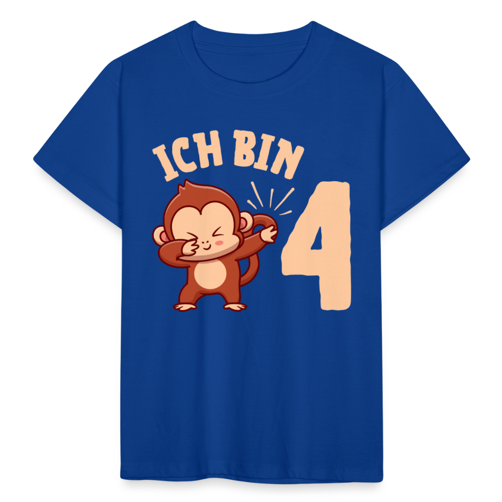 Kinder T-Shirt "Ich bin 4" (Affe) - Royalblau