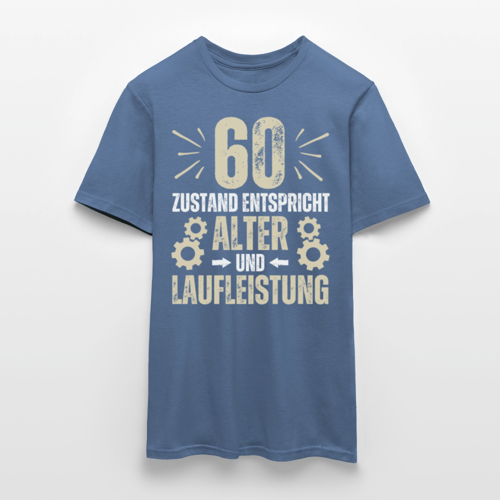 Männer T-Shirt "60 - Zustand entspricht Alter und Laufleistung" - Taubenblau