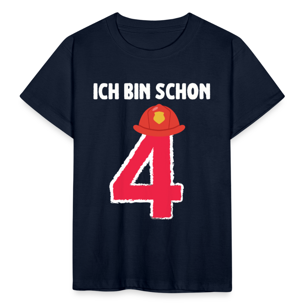 Kinder T-Shirt "Ich bin schon 4" (Feuerwehr-Helm) - Navy