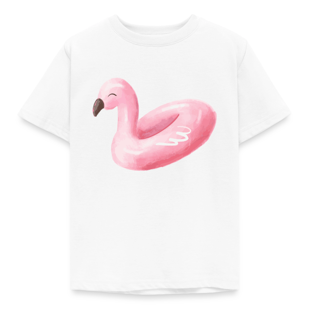 Kinder T-Shirt "Flamingo-Wasserreifen" - Weiß