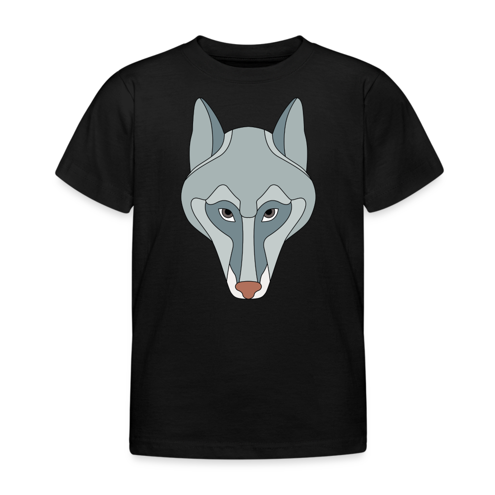 Kinder T-Shirt "Wolfsgesicht" - Schwarz