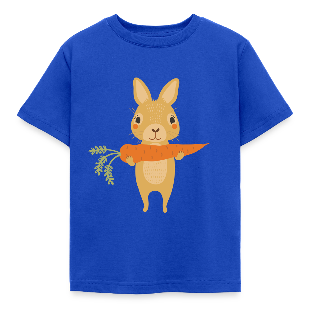 Kinder T-Shirt "Hase hält Karotte" - Royalblau