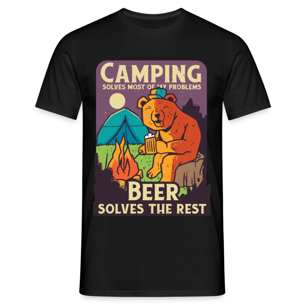 Männer T-Shirt "Camping solves most of my problems" - Schwarz