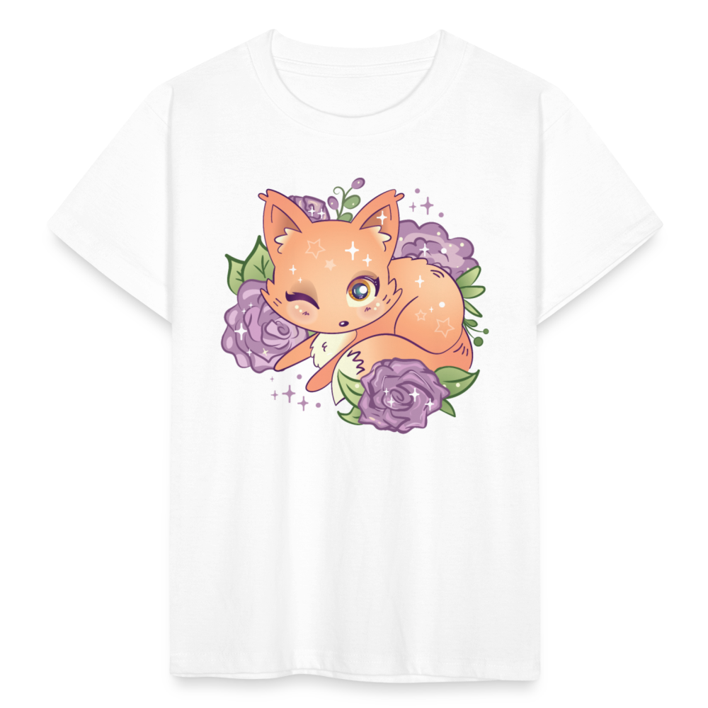 Kinder T-Shirt "Fuchs mit Blumen" - Weiß