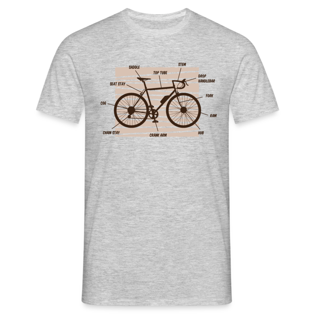 Männer T-Shirt "Fahrrad Beschriftung" - Grau meliert