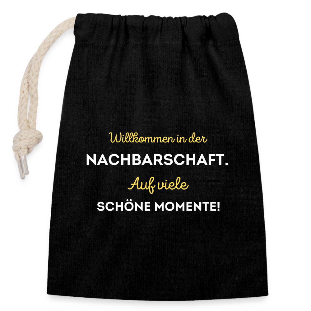 Verschließbarer Geschenkbeutel "Willkommen in der Nachbarschaft" - Schwarz