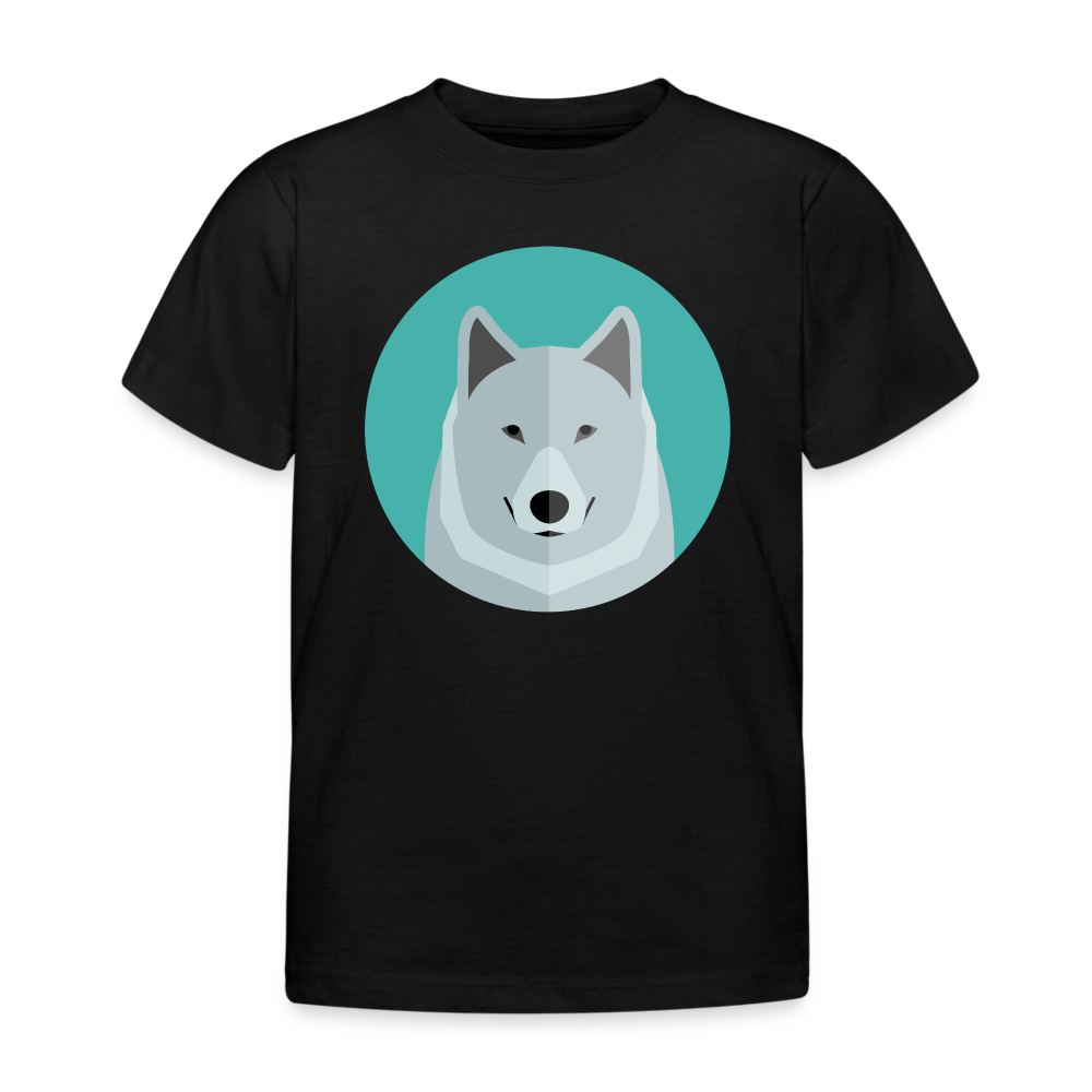 Kinder T-Shirt "Wolf im Kreis" - Schwarz