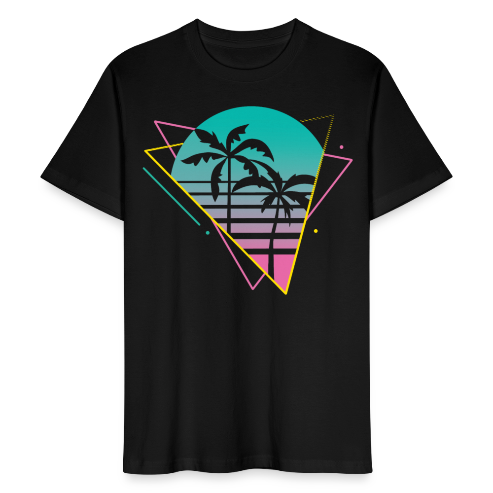 Unisex Bio T-Shirt "Palmen im Retro-Stil" - Schwarz
