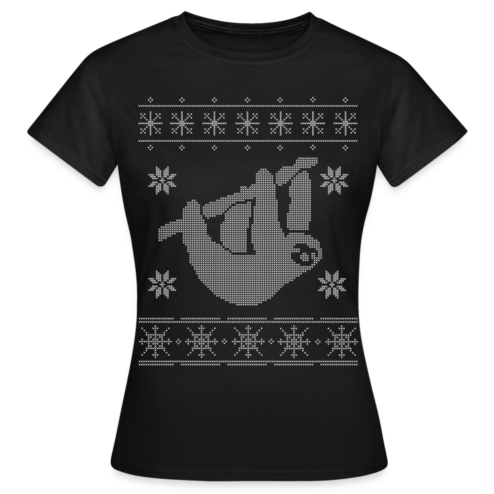 Frauen T-Shirt "Lustiges Weihnachts-Faultier-Motiv" - Schwarz
