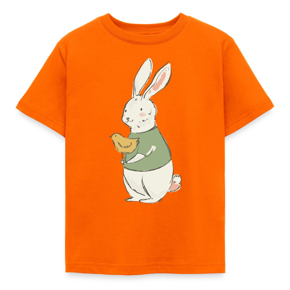 Kinder T-Shirt "Hase mit Huhn" - Orange