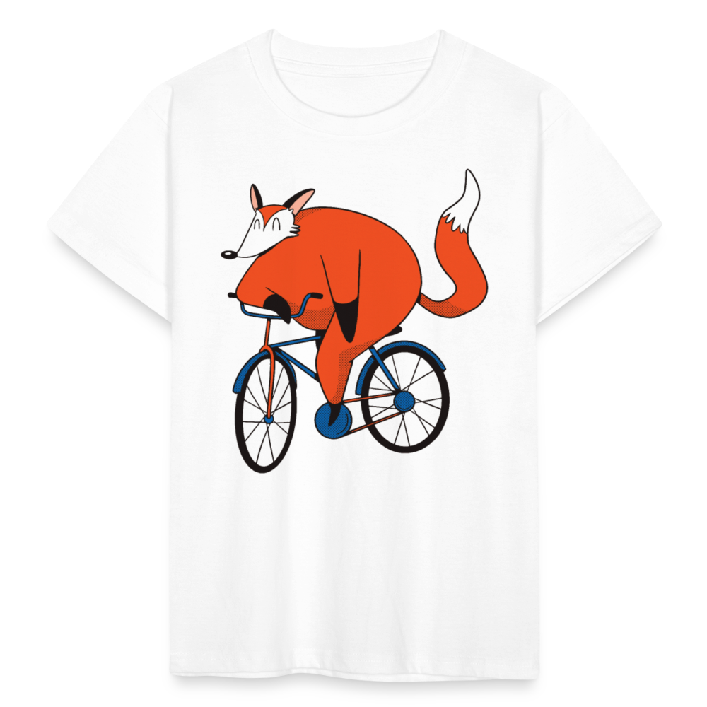 Kinder T-Shirt "Fuchs mit Fahrrad" - Weiß