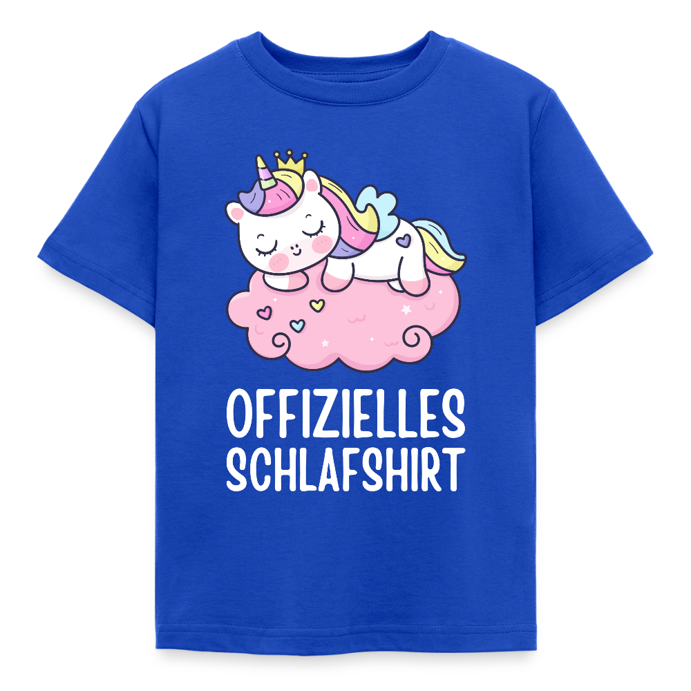 Kinder T-Shirt "Offizielles Schlafshirt" (Einhorn) - Royalblau