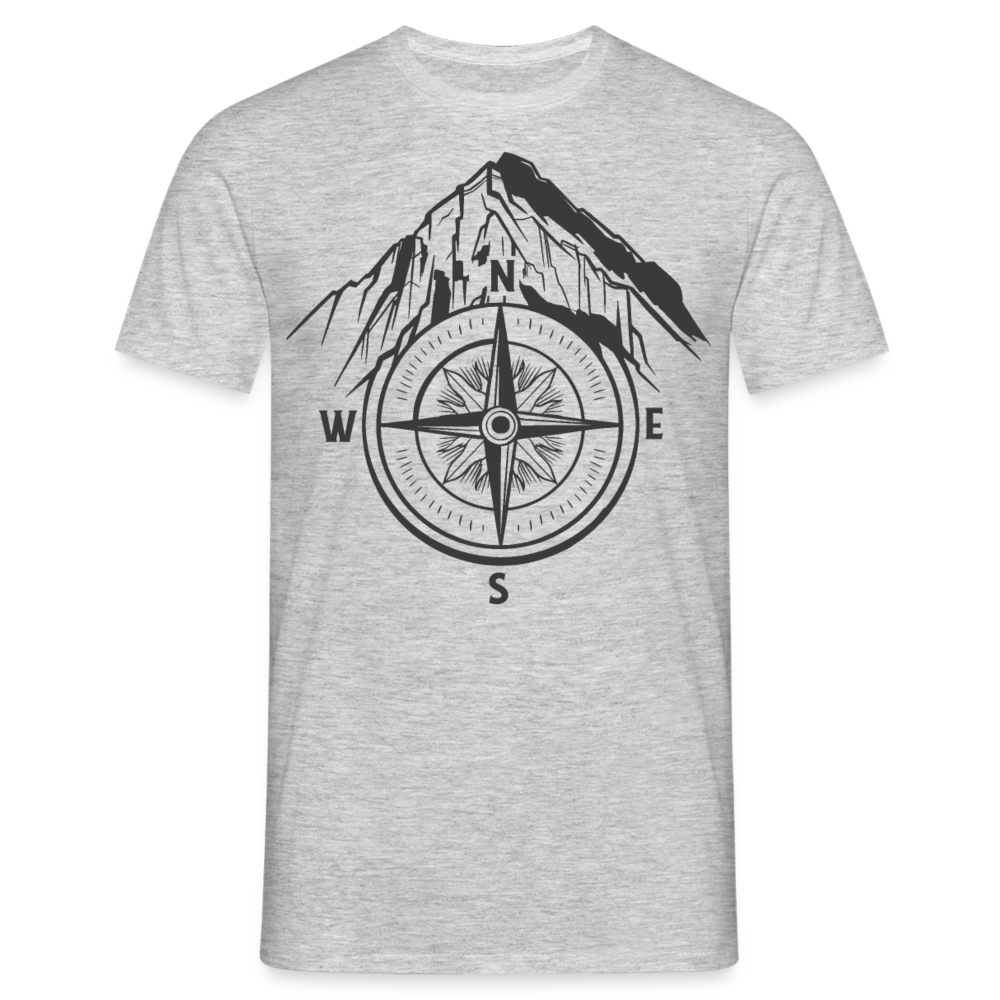 Männer T-Shirt "Berg mit Kompass" - Grau meliert