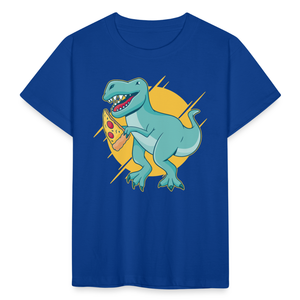 Kinder T-Shirt "Dinosaurier mit Pizza" - Royalblau