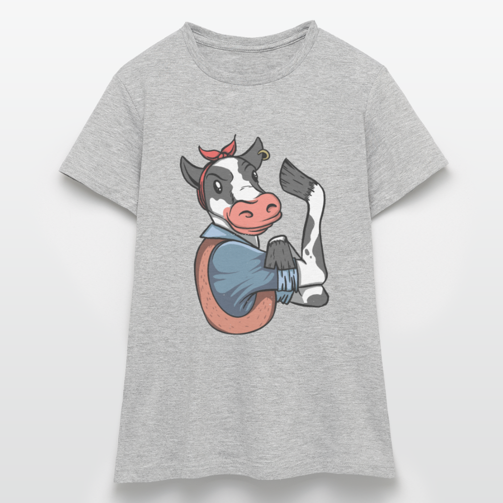 Frauen T-Shirt "Starke Kuh" - Grau meliert
