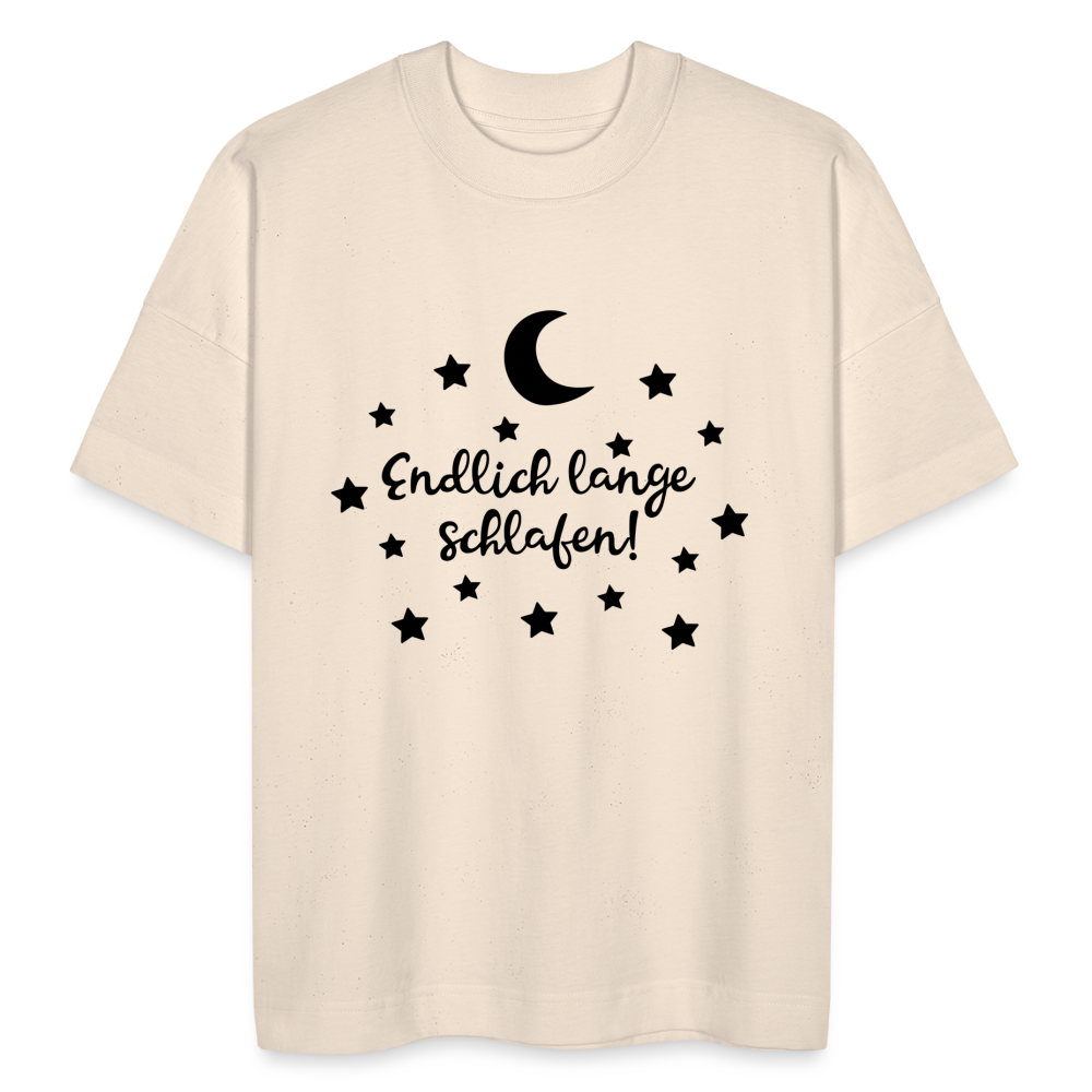 Unisex Oversize Bio-T-Shirt "Endlich lange schlafen!" - Naturweiß