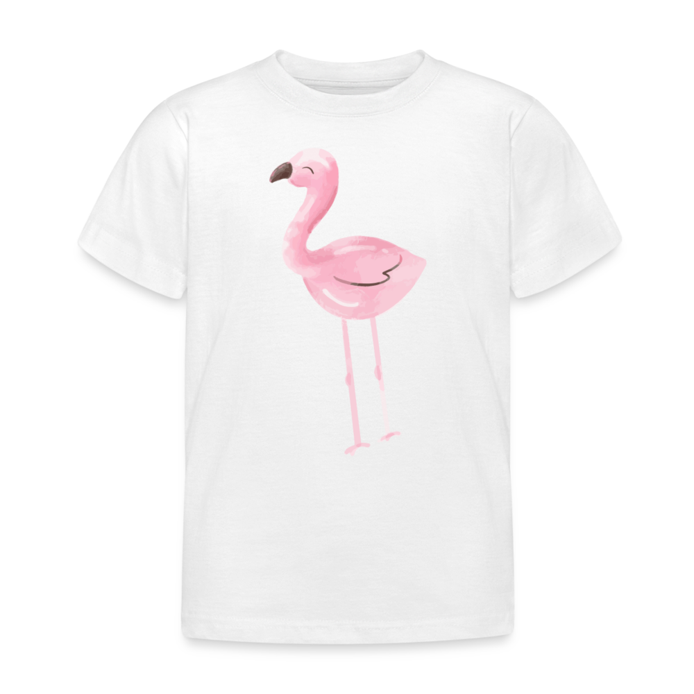 Kinder T-Shirt "Flamingo im Wasserfarben-Stil" - Weiß