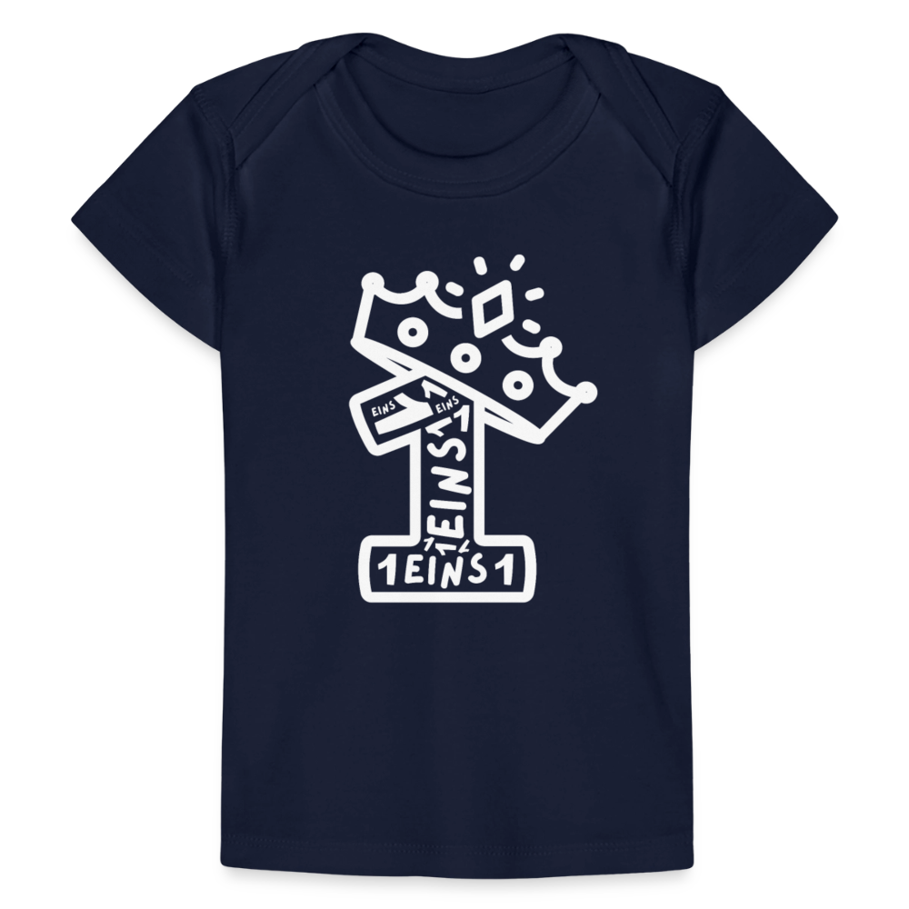 Baby Bio-T-Shirt "1. Geburtstag" (Viele Einsen) - Dunkelnavy