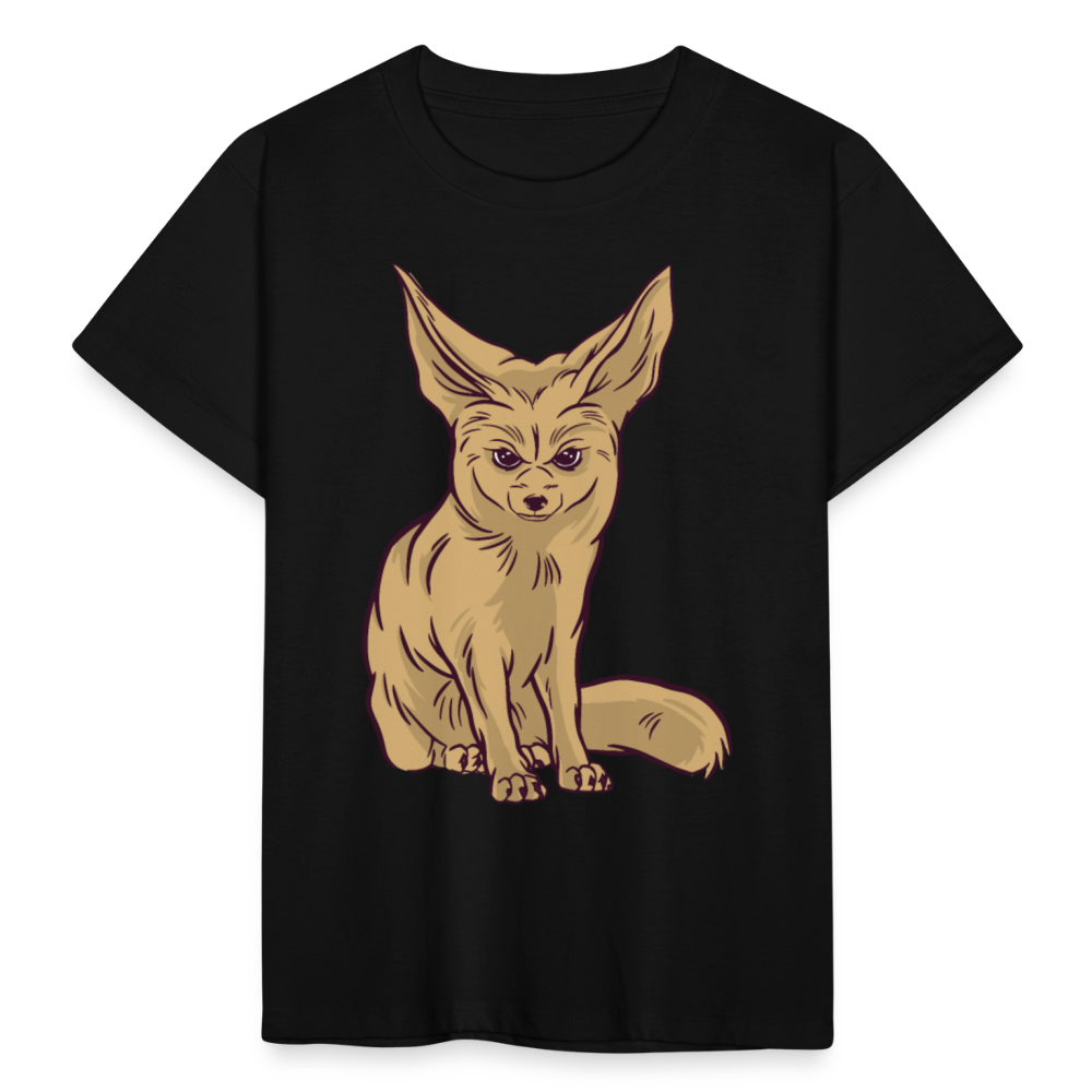 Kinder T-Shirt "Böse schauender Fuchs" - Schwarz