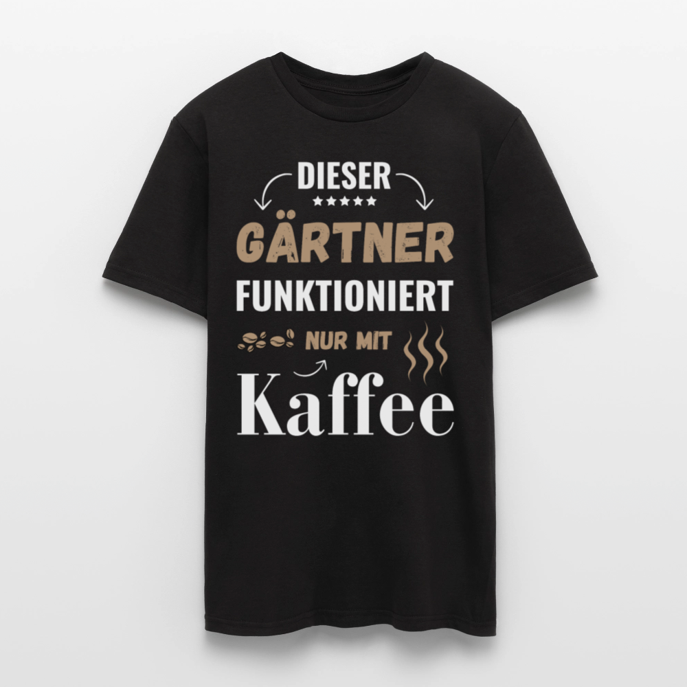 Männer T-Shirt "Dieser Gärtner funktioniert nur mit Kaffee" - Schwarz