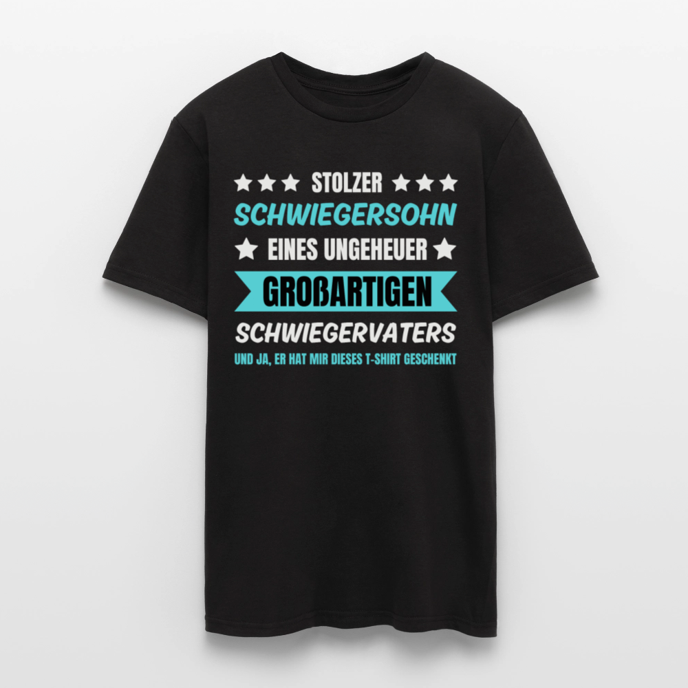 Männer T-Shirt "Stolzer Schwiegersohn eines ungeheuer großartigen Schwiegervaters" - Schwarz