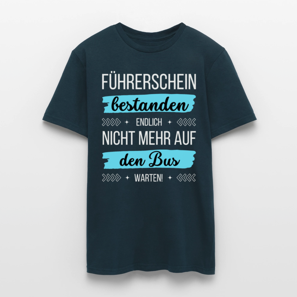 Männer T-Shirt "Führerschein bestanden - Endlich nicht mehr auf den Bus warten!" - Navy