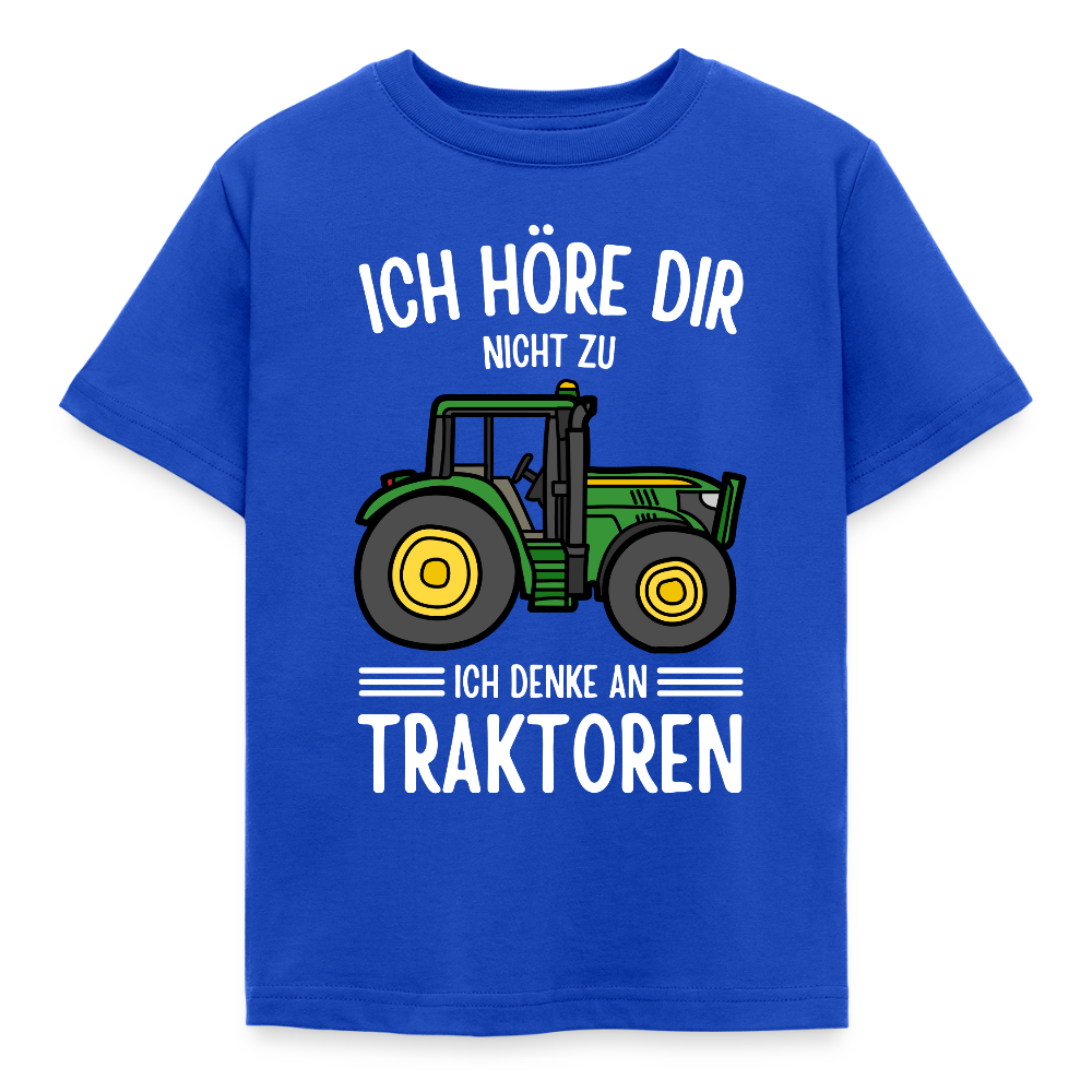 Kinder T-Shirt "Ich höre dir nicht zu, ich denke an Traktoren" - Royalblau
