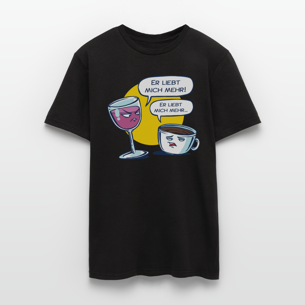 Männer T-Shirt "Wein und Kaffee" - Schwarz