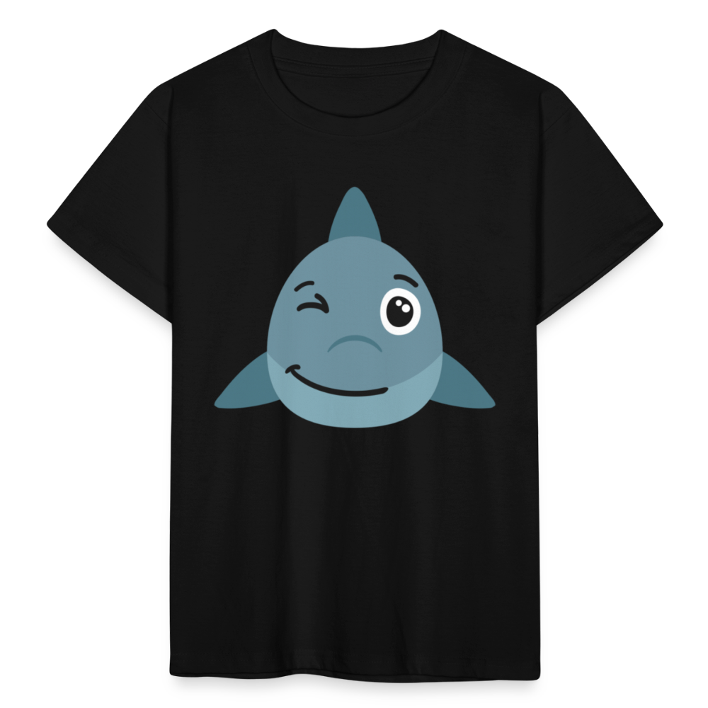 Kinder T-Shirt "Zwinkender Haifisch" - Schwarz