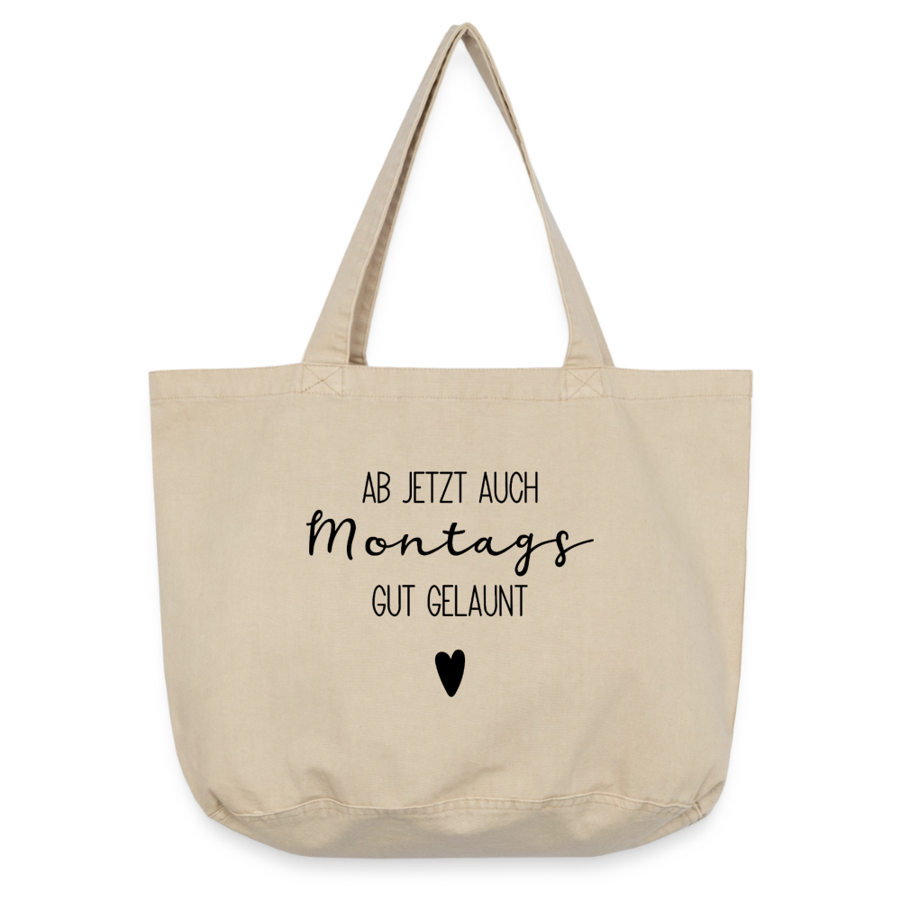 Einkaufstasche "Ab jetzt auch montags gut gelaunt" - Vintage Sand