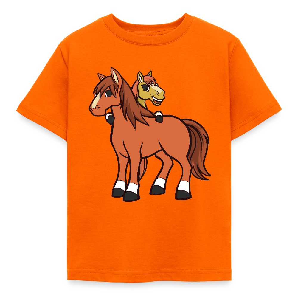 Kinder T-Shirt "Pferde im Cartoon-Stil" - Orange