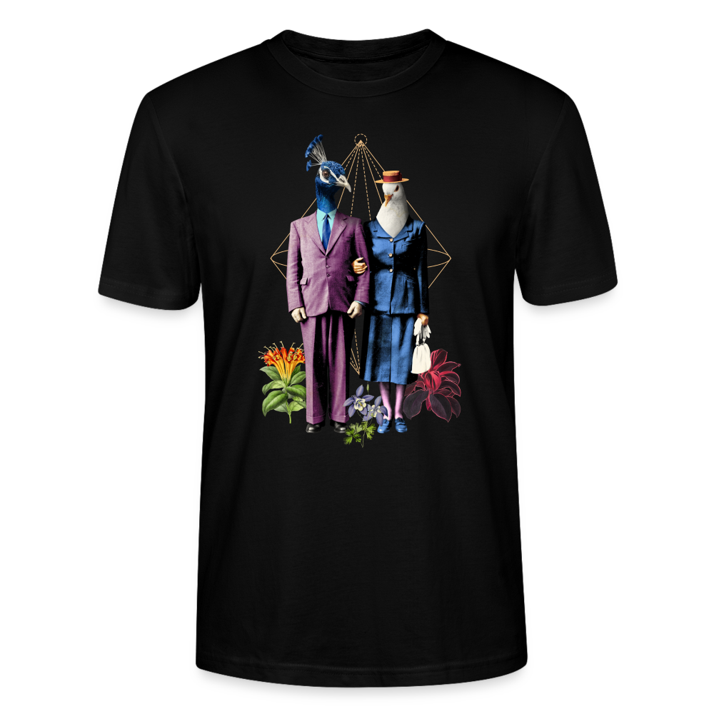 Unisex Bio-T-Shirt "Ausgefallene Vögel" - Schwarz