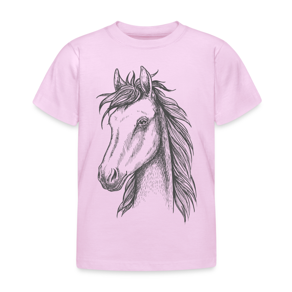 Kinder T-Shirt "Pferd im Zeichenstil" - Hellrosa