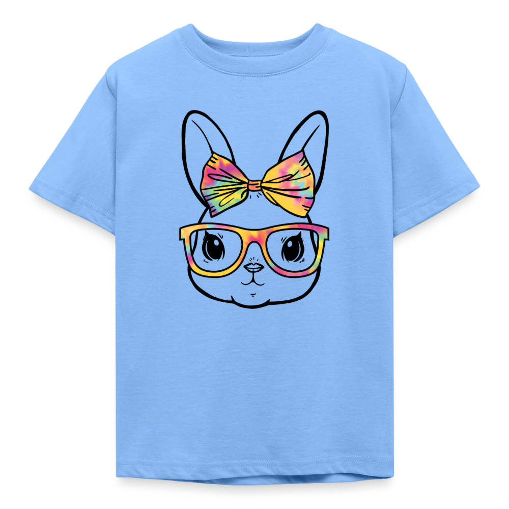 Kinder T-Shirt "Bunter Hase mit Brille" - Himmelblau
