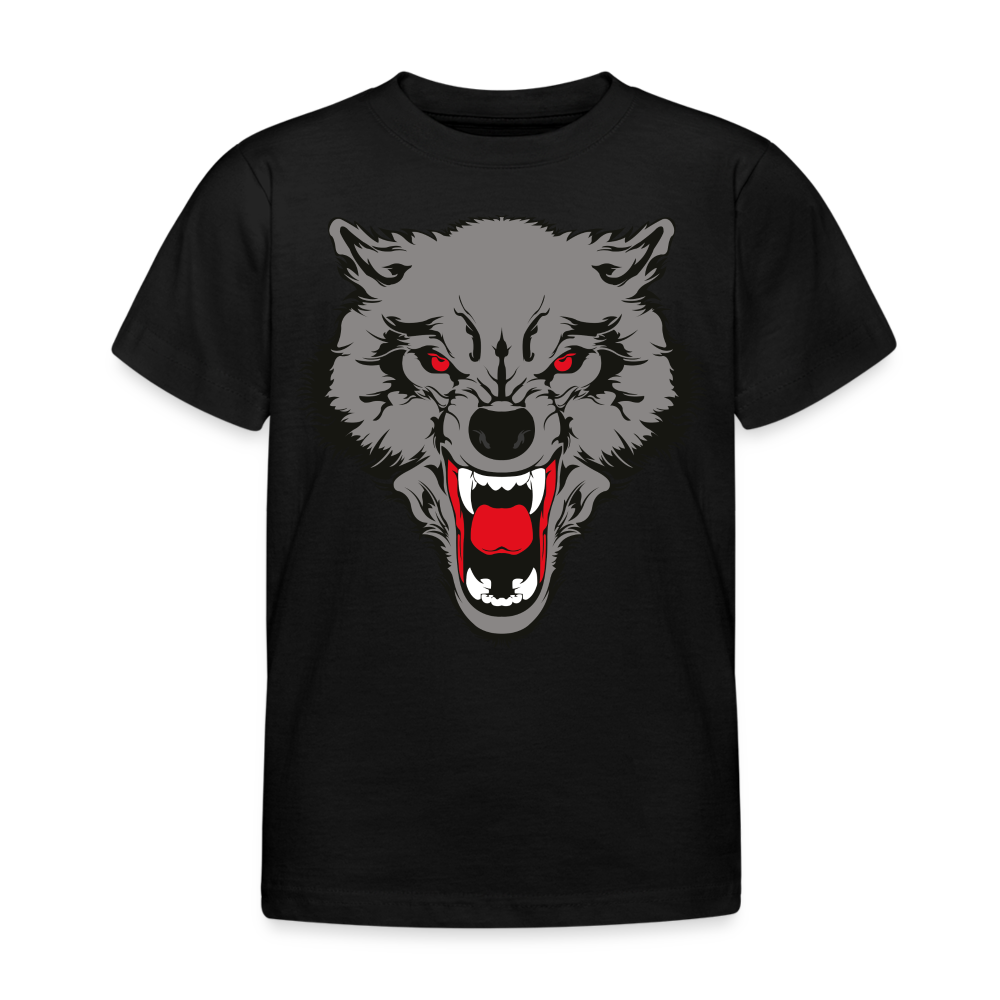 Kinder T-Shirt mit bösem Wolf - Schwarz