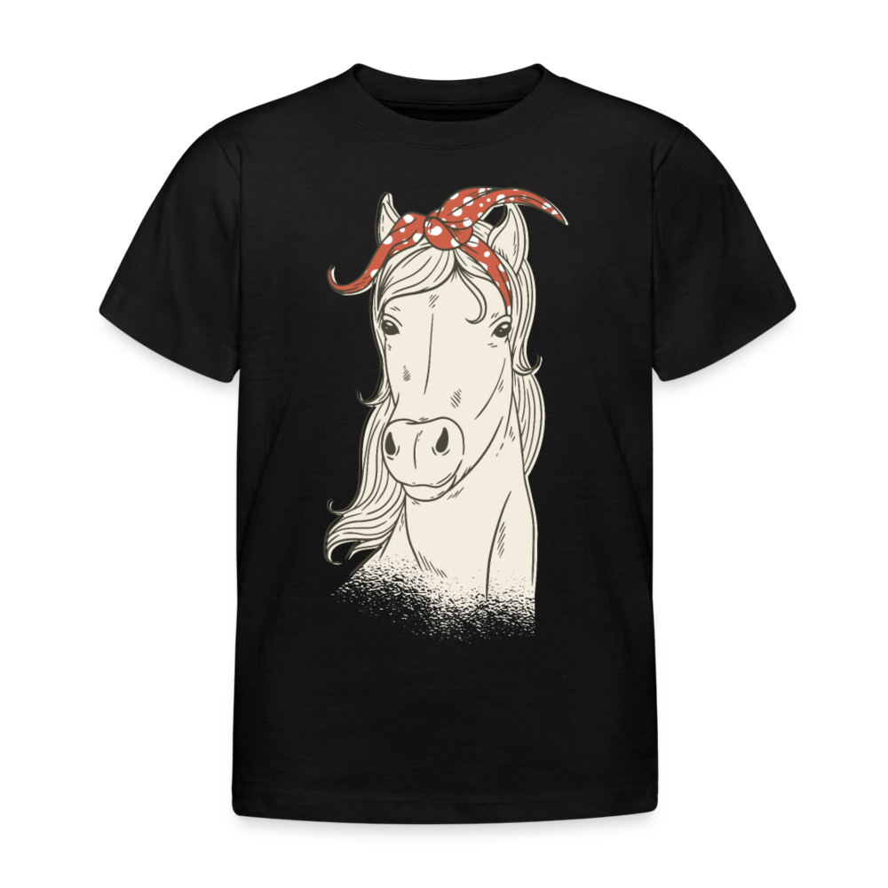 Kinder T-Shirt "Niedliches Pferd" - Schwarz