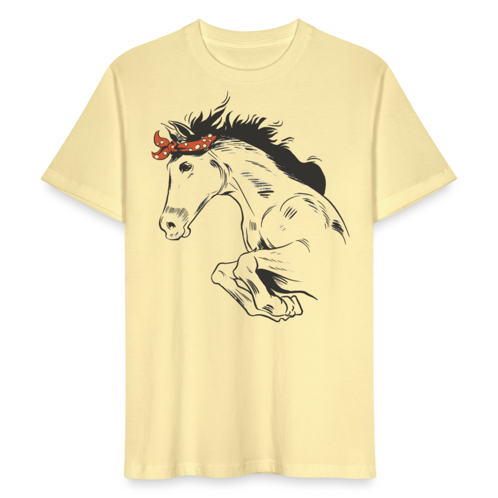 Frauen Bio-T-Shirt "Pferd mit rotem Tuch" - Creme