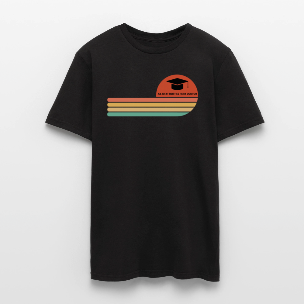 Männer T-Shirt "Ab jetzt heißt es Herr Doktor" (Retro-Motiv) - Schwarz