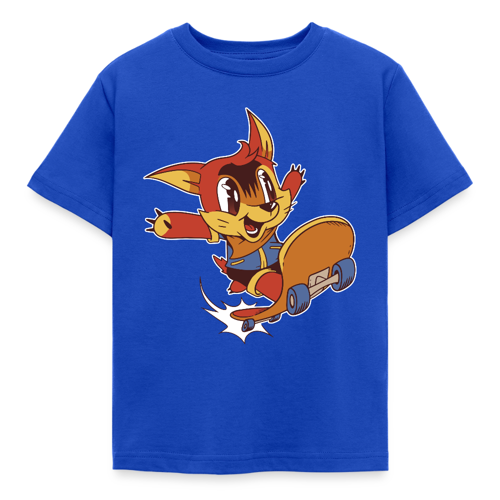 Kinder T-Shirt "Fuchs mit Skateboard" - Royalblau