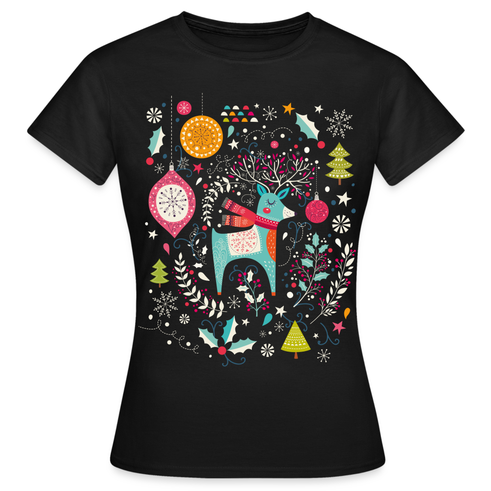 Frauen T-Shirt "Wundervolles Rentier-Motiv" - Schwarz