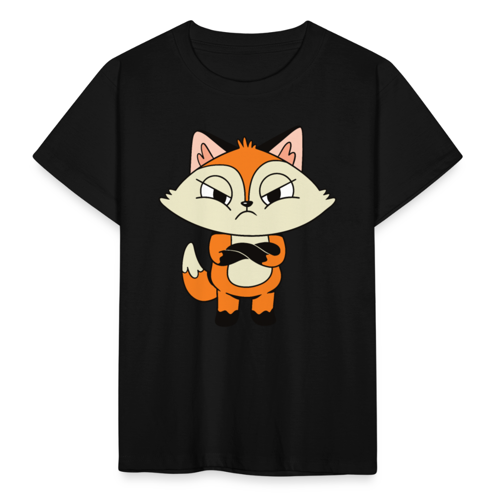 Kinder T-Shirt "Grimmiger Fuchs" - Schwarz