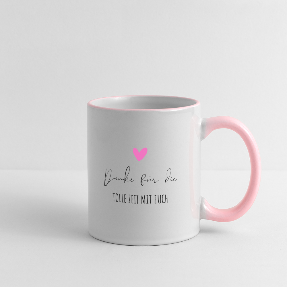 Tasse "Danke für die tolle Zeit mit euch" - Weiß/Pink