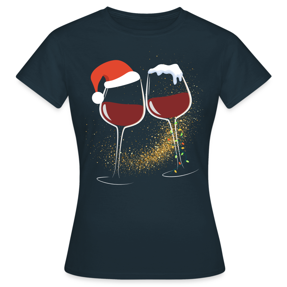 Frauen Weihnachts-T-Shirt für Weinliebhaberinnen - Navy