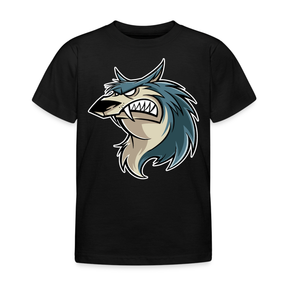 Kinder T-Shirt "Wütender Wolf" - Schwarz