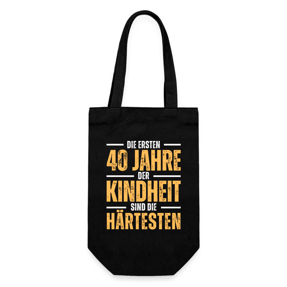 Geschenkbeutel für Flaschen "Die ersten 40 Jahre" - Schwarz