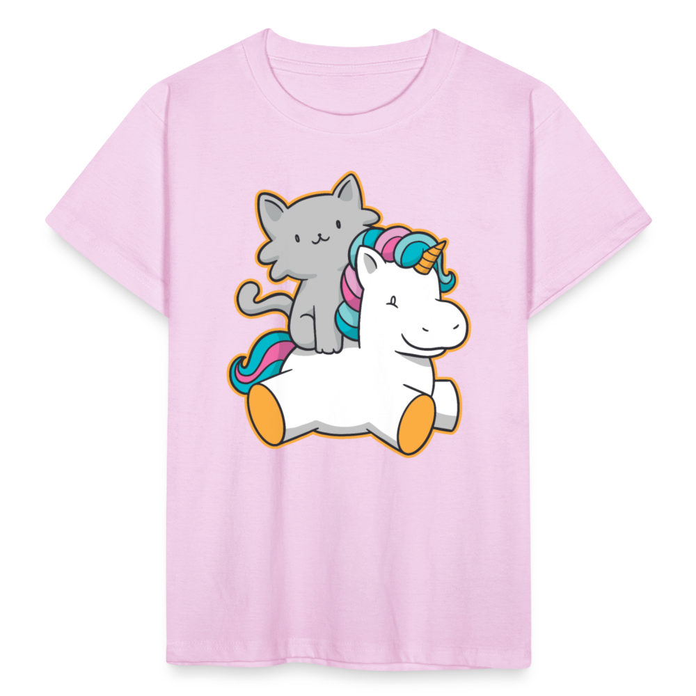 Kinder T-Shirt "Katze mit Einhorn" - Hellrosa