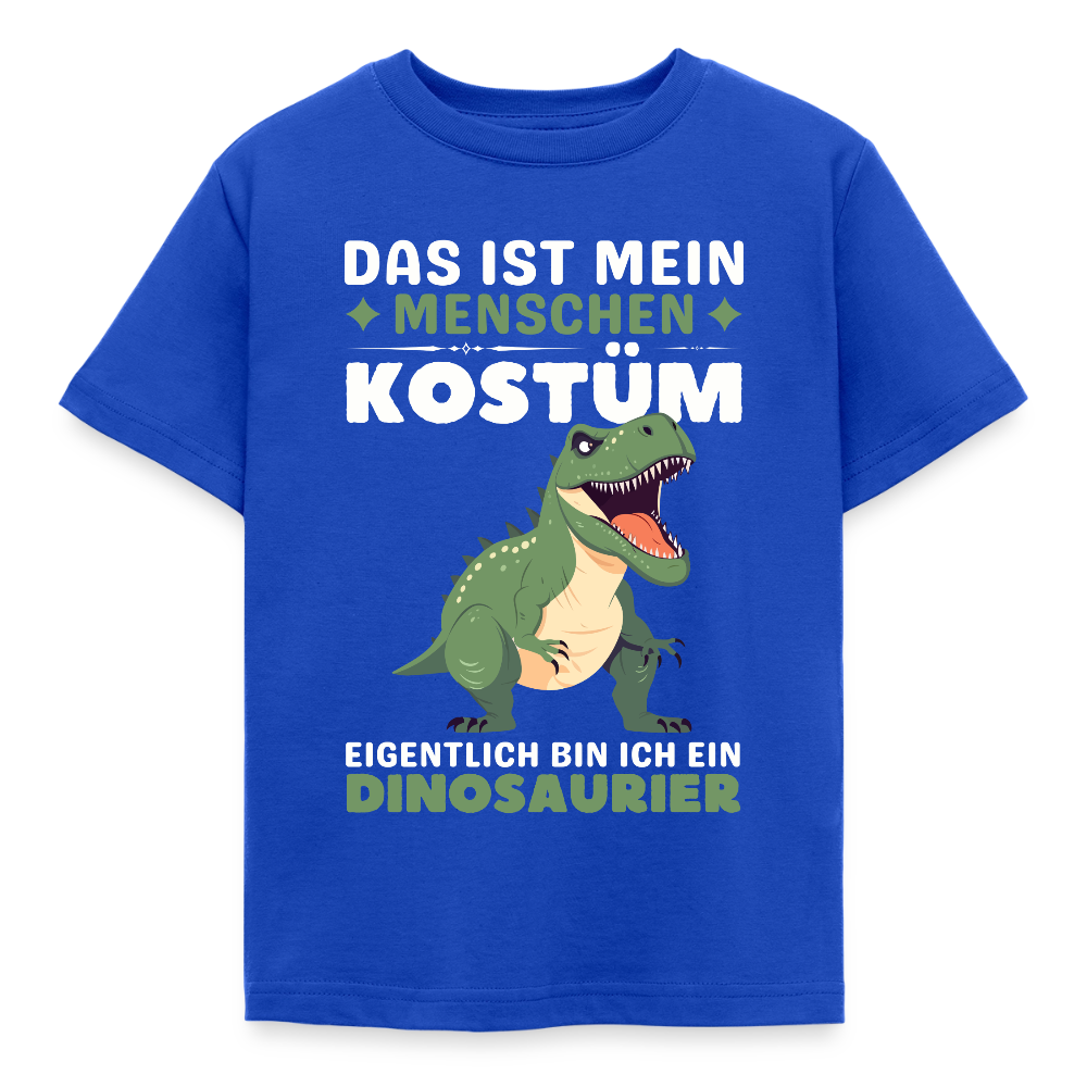 Kinder T-Shirt "Das ist mein Menschen Kostüm, eigentlich bin ich ein Dinosaurier" - Royalblau