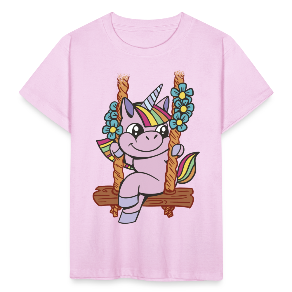 Kinder T-Shirt "Schaukelndes Einhorn" - Hellrosa