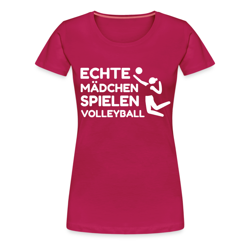 Frauen T-Shirt "Echte Mädchen spielen Volleyball" - dunkles Pink